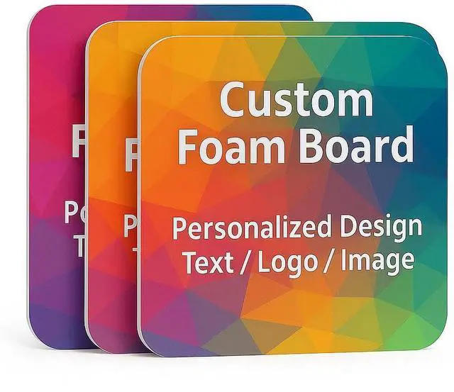 Alt view image 2 of 7 - Custom Foam Boards - 3/16" Thick Personalized Poster Boards for Designs, Text, Logos & Images - Photo Mounting, Presentations, Event Signs, Store Ads - Rounded Square