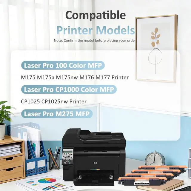 Alt view image 2 of 6 - 126A Toner Cartridge 4 Pack Replacement for HP 126A CE310A CE311A Toner | Compatible with HP Laser Pro 100 Color MFP M175 M175a M175nw M176 M177 CP1000 CP1025 CP1025nw M275 MFP Printer, CE312A CE313A
