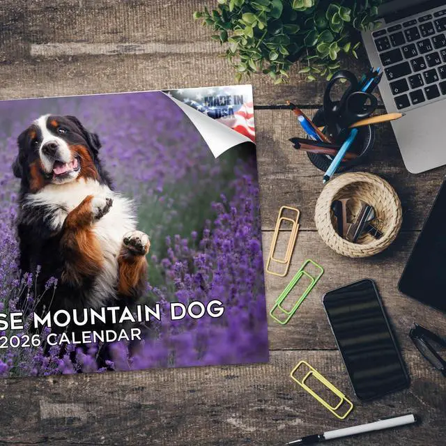 Alt view image 5 of 7 - Bernese Mountain Dog Calendar 2026 2027 14-Month Berner Wall Academic | Dog Lover Gift, Thick 100# No-Bleed Paper, Large Writing Blocks, Made in USA, Gentle Giant Decor, Teacher Gift