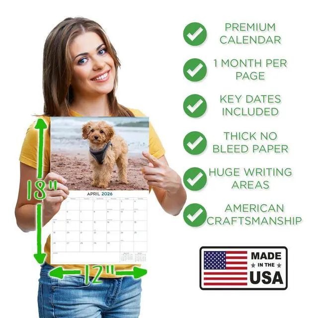 Alt view image 4 of 7 - Cockapoo Calendar 2026 2027 14 Month Wall Calendar | Dog Lover Gift, Thick 100# No-Bleed Paper, Large Writing Blocks, Made in USA, Doodle Decor, Teacher Gift