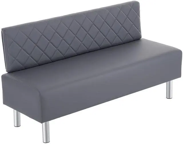Main image of Waiting Room Bench with Back, 58.6 Office Guest Chair Upholstered Reception Seating, Lobby Furniture for Beauty Salon Barbershop Airport Bank Hall Room Conference, Gray