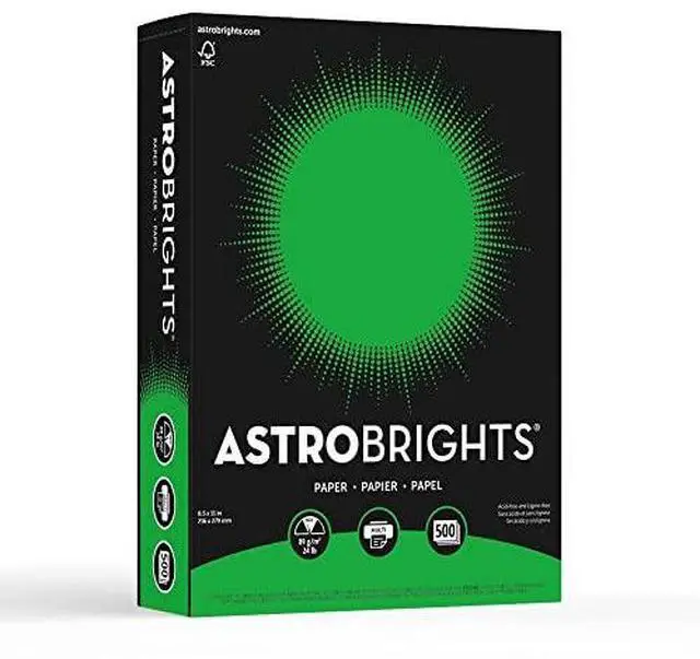 Alt view image 4 of 6 - Wausau Astrobrights Color Paper, 8.5 x 11, 24 lb/89 GSM, Gamma Green, 500 Sheets (22541)