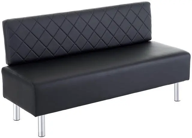 Main image of Waiting Room Bench with Back, 58.6 Office Guest Chair Upholstered Reception Seating, Lobby Furniture for Beauty Salon Barbershop Airport Bank Hall Room Conference, Black