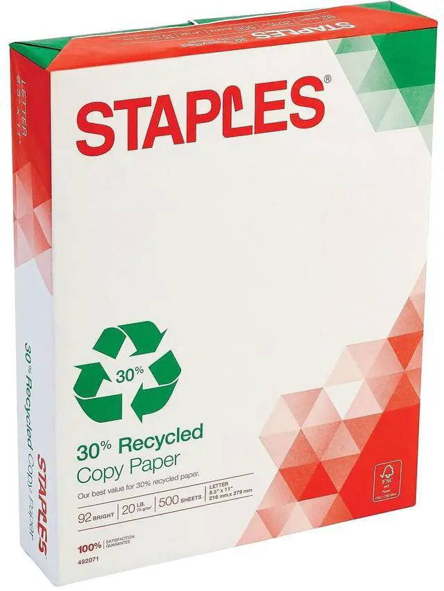 Main image of 30% Recycled 8.5-Inch X 11-Inch Copy Paper 20 Lbs 92 Brightness 500/Ream, For Office, School & Home | Multipurpose paper for everyday office, school & home printing