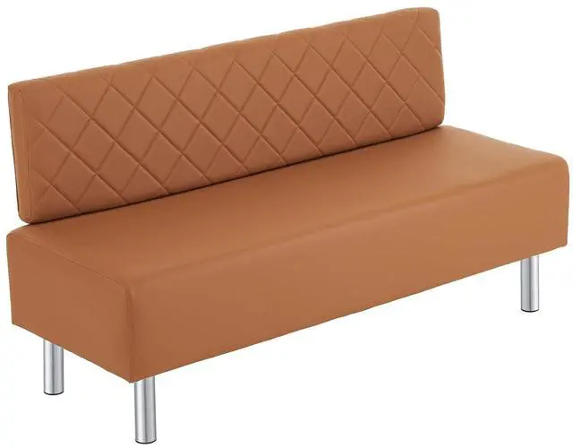 Main image of Waiting Room Bench with Back, 58.6 Office Guest Chair Upholstered Reception Seating, Lobby Furniture for Beauty Salon Barbershop Airport Bank Hall Room Conference, Brown