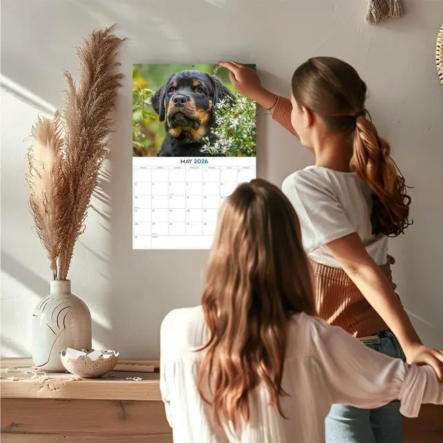 Alt view image 2 of 7 - Rottweiler Puppy Calendar 2026 2027 14 Month Wall Calendar | Dog Lover Gift, Thick 100# No-Bleed Paper, Large Writing Blocks, Made in USA, Puppy Photos, Teacher Gift