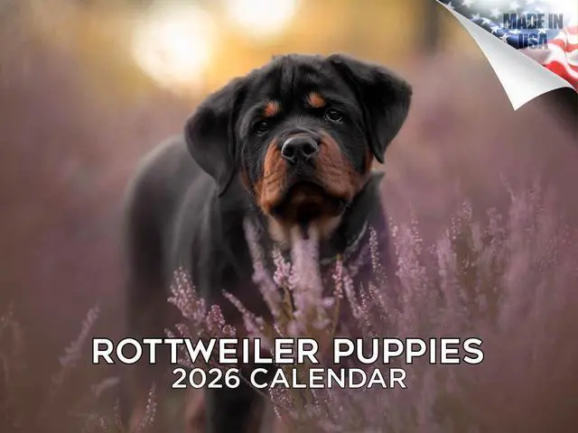 Main image of Rottweiler Puppy Calendar 2026 2027 14 Month Wall Calendar | Dog Lover Gift, Thick 100# No-Bleed Paper, Large Writing Blocks, Made in USA, Puppy Photos, Teacher Gift