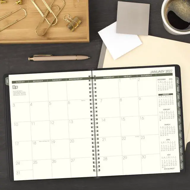 Alt view image 3 of 6 - 2027 Appointment Book Planner, Weekly & Monthly, 7" x 8.75", Quarter-Hourly, Recycled, Black (70951G0527)