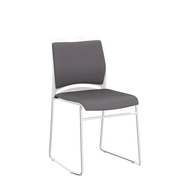 Alt view image 6 of 6 - 4 Pack Stacking Office Waiting Room Chairs 1102LBS Capacity | Modern Guest Reception Stackable Conference Room Chairs with Sled Base for Multi-Purpose Room,Break Room,Training,Gray