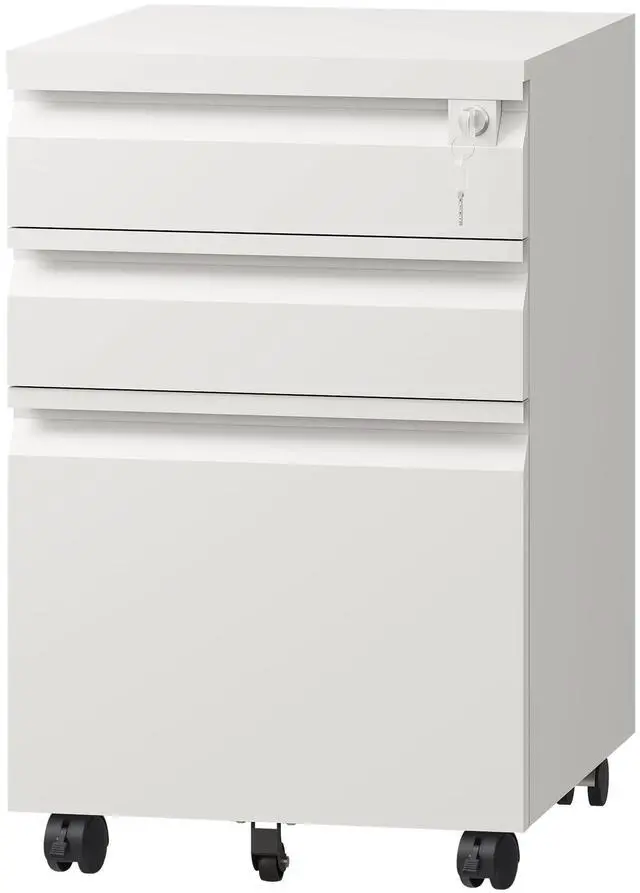 Main image of 3 Drawer Mobile File Cabinet with Lock, Un-Assembled | Under Desk Metal Filing Cabinet for Home Office, Fits Letter/Legal/A4 Size Files, 17" D x15 W x24 H