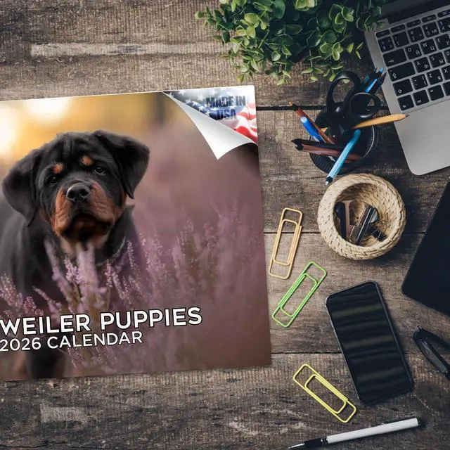 Alt view image 5 of 7 - Rottweiler Puppy Calendar 2026 2027 14 Month Wall Calendar | Dog Lover Gift, Thick 100# No-Bleed Paper, Large Writing Blocks, Made in USA, Puppy Photos, Teacher Gift