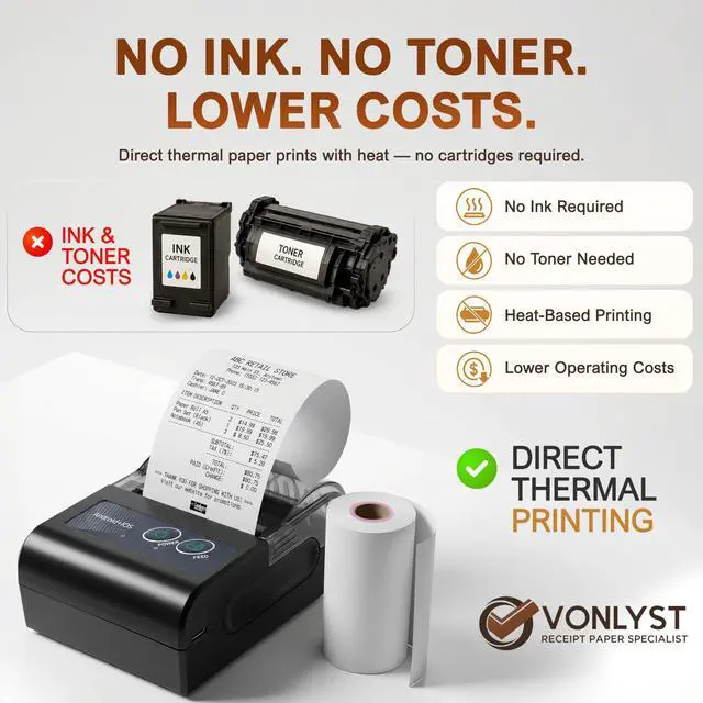 Alt view image 6 of 7 - Receipt Paper Roll for 58mm Mobile Portable Thermal Printer (Pack 50 rolls)