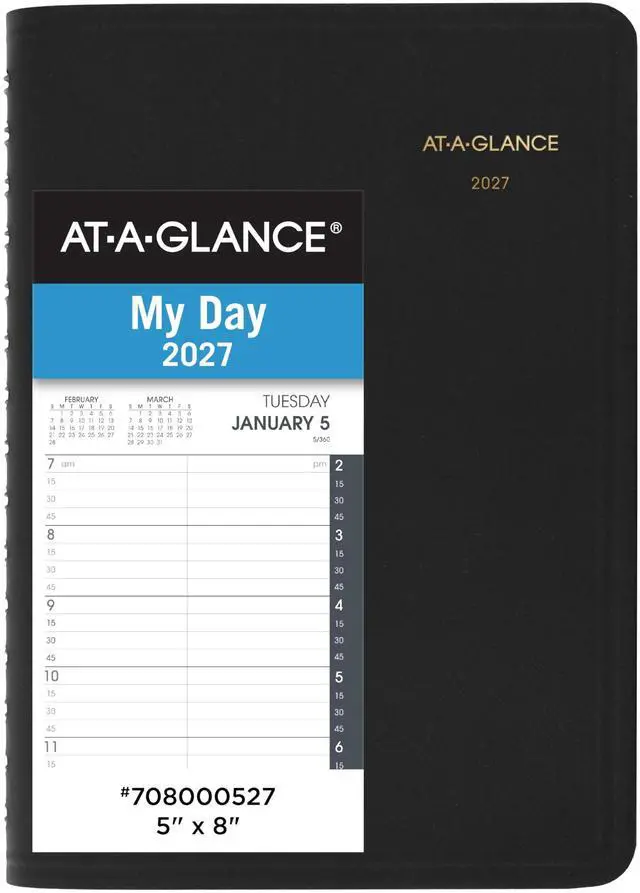 Main image of 2027 Appointment Book Planner, Daily, 5" x 8", Quarter-Hour, Black (708000527)