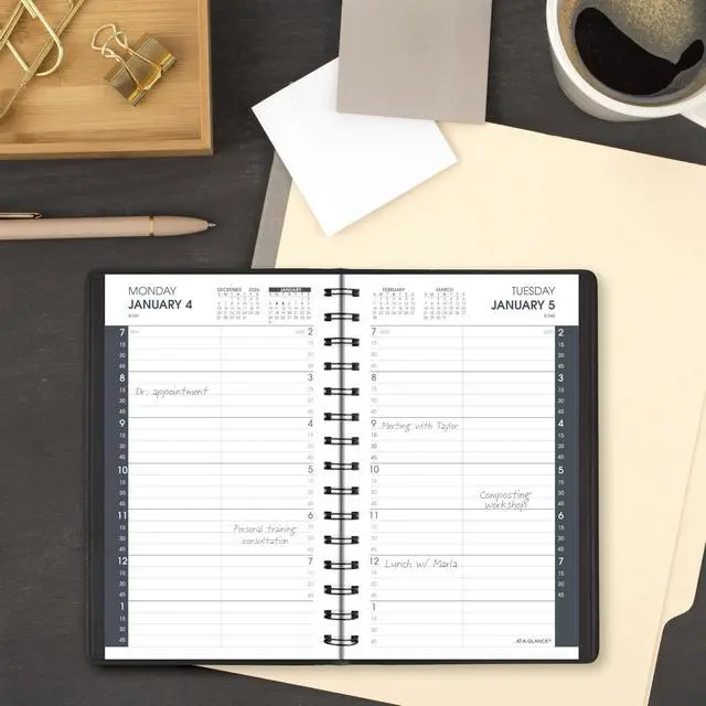 Alt view image 2 of 7 - 2027 Appointment Book Planner, Daily, 5" x 8", Quarter-Hour, Black (708000527)