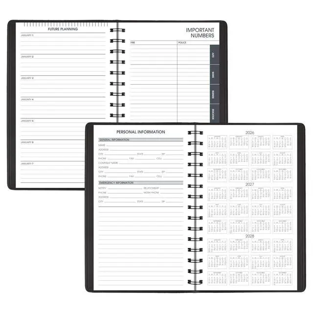 Alt view image 6 of 7 - 2027 Appointment Book Planner, Daily, 5" x 8", Quarter-Hour, Black (708000527)