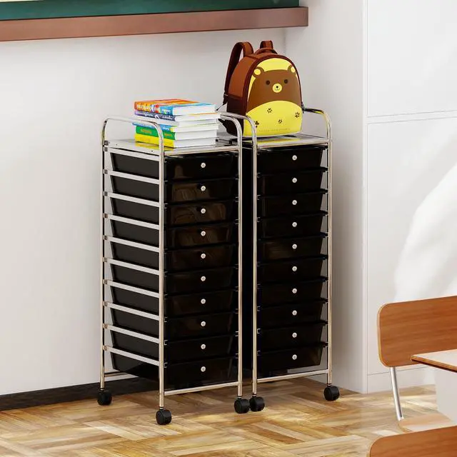 Alt view image 4 of 7 - Rolling Storage Cart with 10 Drawers, Utility Cart with Tabletop, Drawer Organizer with Wheels for Craft Art Paper Tool, Mobile Organization & Sorting for Office Home School School Supplies