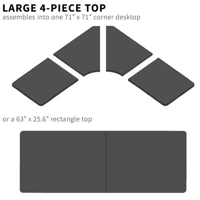 Alt view image 6 of 7 - Universal 71 x 71 inch Curved Corner Table Top for L-Shape Sit to Stand Height Adjustable Home and Office 3-Leg Desk Frames, Light Wood Desktop, DESK-TOP2CC