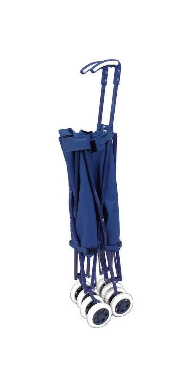 Alt view image 3 of 7 - Transit -The Original Patented Folding Shopping and Utility Cart, Water-Resistant Heavy-Duty Canvas with Cover, Double Front Swivel Wheels, Compact Folding, Transport Up to 120 Pounds, Blue