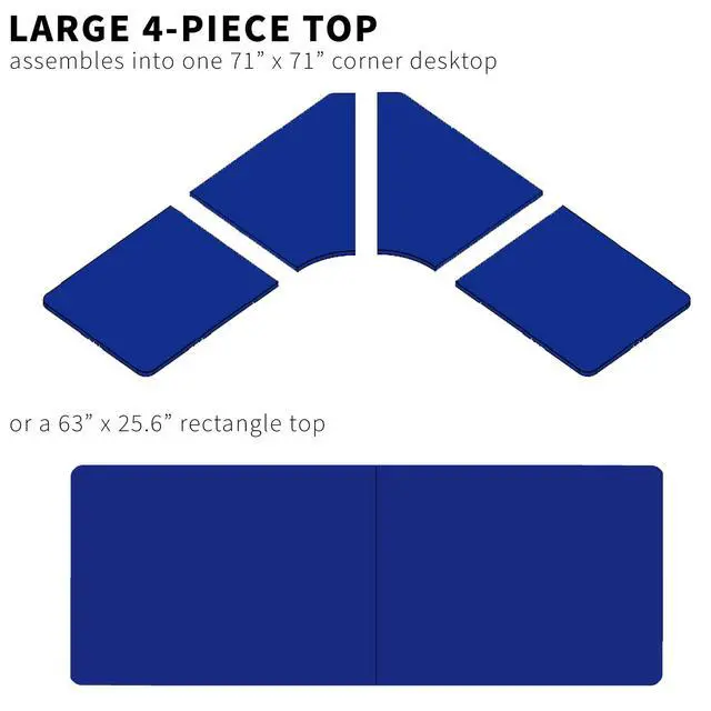 Alt view image 6 of 7 - Universal 71 x 71 inch Curved Corner Table Top for L-Shape Sit to Stand Height Adjustable Home and Office 3-Leg Desk Frames, Dark Gray Desktop, DESK-TOP2CG
