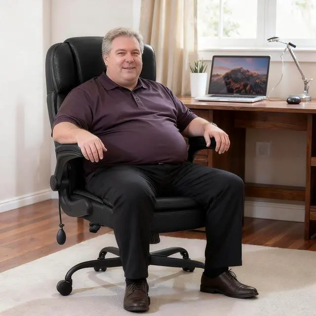 Alt view image 2 of 7 - 450lbs Executive Office Chair for Heavy People, Ergonomic Big and Tall Desk Chair with Adjustable Lumbar Support&Flip Up Armrest,High Back PU Leather Comfy Swivel Computer Chair