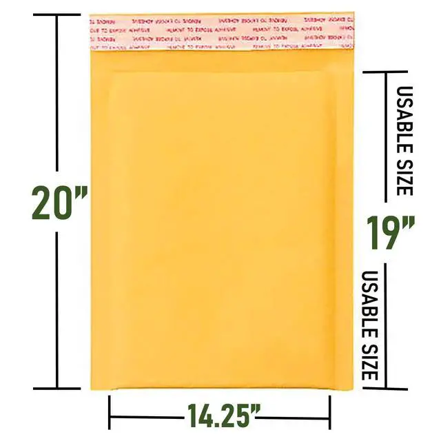 Alt view image 2 of 2 - Kraft #7 Bubble Mailers, Self-Seal, Waterproof & Cushioned Padded Envelopes for Shipping, 14.25 x 20 in (10 Pack, Gold)KBM7-10