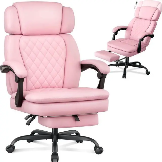 Main image of 400lbs Executive Office Chair with Foot Rest for Heavy People, Ergonomic Big and Tall Desk Chair with Adjustable Headrest, High Back PU Leather Comfy Heavy Duty Computer Chair with Spring Cushion