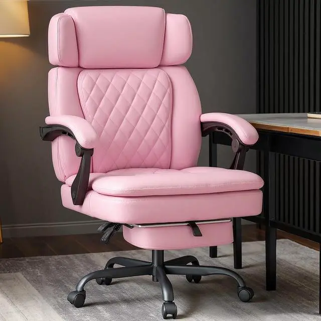 Alt view image 7 of 7 - 400lbs Executive Office Chair with Foot Rest for Heavy People, Ergonomic Big and Tall Desk Chair with Adjustable Headrest, High Back PU Leather Comfy Heavy Duty Computer Chair with Spring Cushion
