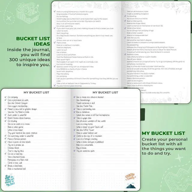 Alt view image 4 of 5 - Bucket List Journal, Travel Planner 5.8x8.3, Forest Green