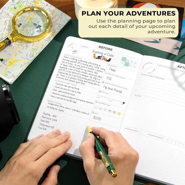 Alt view image 2 of 5 - Bucket List Journal, Travel Planner 5.8x8.3, Forest Green