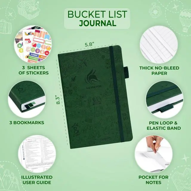Main image of Bucket List Journal, Travel Planner 5.8x8.3, Forest Green