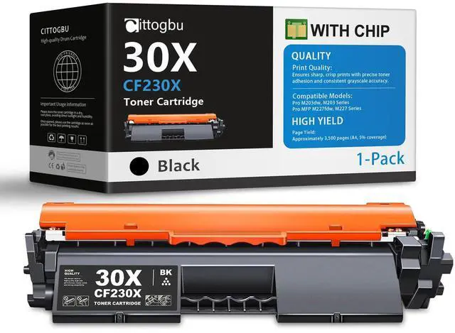 Main image of 30X Black High-Yield Toner Cartridges 1-Pack Replacement for HP 30X Toner & 30X Ink, Compatible with Pro M203d, Pro M203dn, Pro M203dw, MFP M227fdw, MFP M227sdn, MFP M227fdn Printer (CF230X)