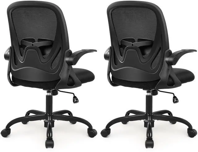 Main image of 2-Pack Office Chair Ergonomic Desk Chair with Flip up Armrests Swivel Breathable Desk Mesh Computer Chair with Adjustable Lumbar Support and Height for Conference Room (Black)