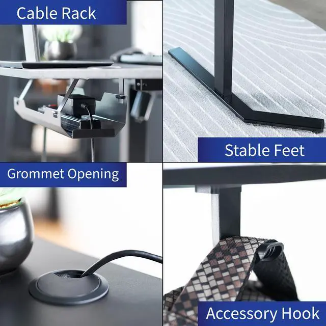 Alt view image 6 of 7 - Black 55 x 55 in Corner Standing Desk, DESK-E1L110B | Electric, L-Shaped Table, Sit Stand, Height Adjustable, Memory Presets, Home and Office Furniture, Black Frame