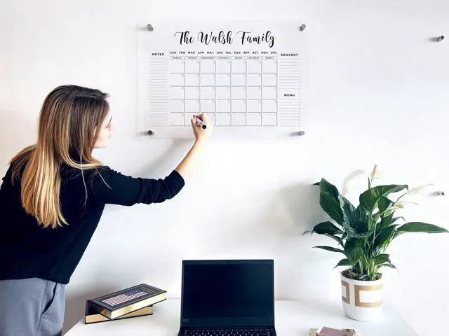 Alt view image 2 of 7 - FAMILY NAME CALENDAR Personalized Acrylic Wall Calendar - Personalized Calendar 2026, Horizontal Wall Calendar, Monthly and Weekly Calendar, Housewarming Gift, Goals, To Do