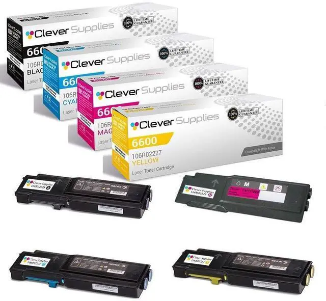 Main image of CS Replacement Toner Cartridge Compatible with Xerox 6600 106R02228 Black | 106R02225 Cyan 106R02226 Magenta 106R02227 Yellow for Phaser 6600N 6605 6605N 6600DN 4 Color Set