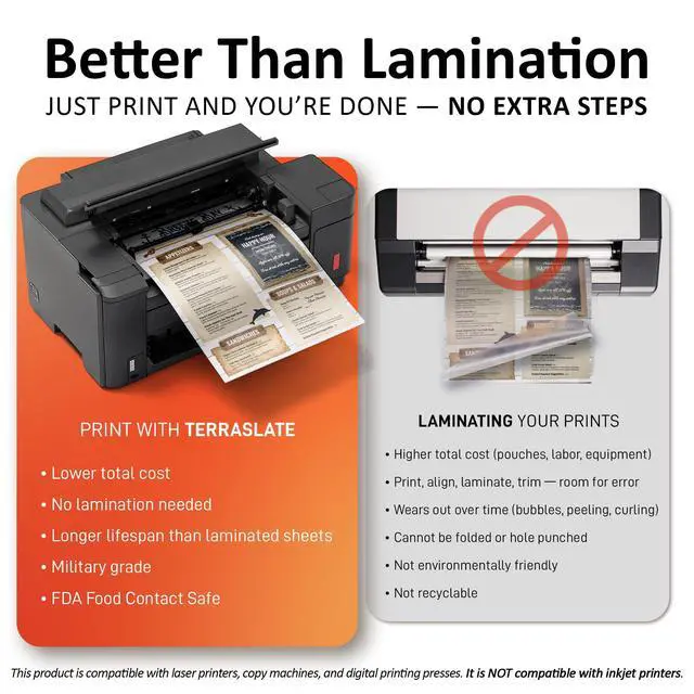 Alt view image 5 of 6 - Waterproof Laser Printer Paper 8 Mil 8.5"x14", 50 Sheets, White Rip & Smudge Proof, Heavy-Duty for Outdoor Use, Ideal for Printing, Copying & More