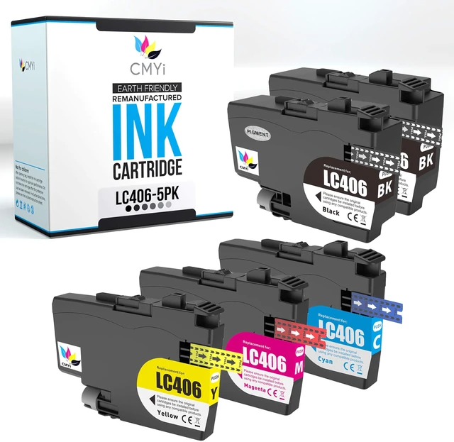 Main image of LC406 Replacement Combo Pack Ink Cartridges for Brother MFC-J4335DW J4340DW J4345DW J4535DW J4540DW J5855DW J5955DW J6555DW J6955DW Printer (2 Black, 1 Cyan, 1 Magenta, 1 Yellow)