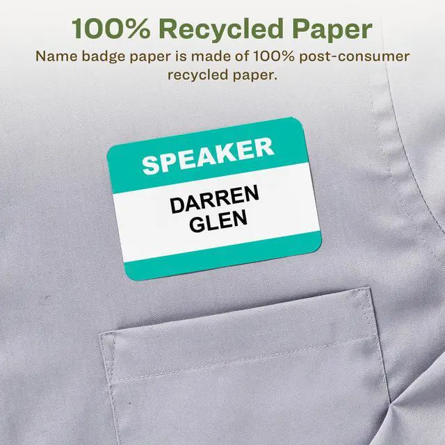 Alt view image 3 of 6 - EcoFriendly Recycled Name Tags, 2-1/3" x 3-3/8", White, Removable Adhesive, 400 Printable Name Badges (45395)