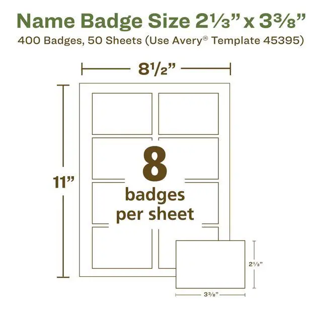 Alt view image 4 of 6 - EcoFriendly Recycled Name Tags, 2-1/3" x 3-3/8", White, Removable Adhesive, 400 Printable Name Badges (45395)
