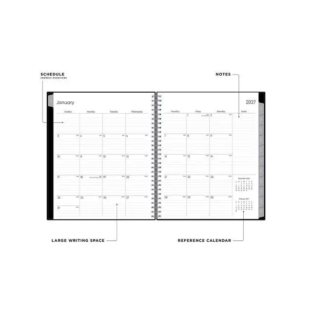 Alt view image 2 of 6 - 2027 Enterprise 8" x 10" Calendar Year Monthly Planner, Plastic Cover (131794-27)