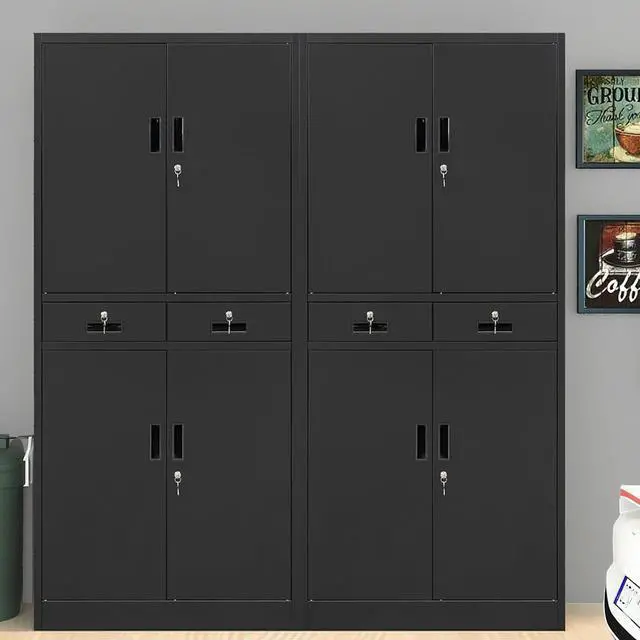 Alt view image 7 of 7 - Metal Storage Cabinet, 71" H Metal Cabinets with Adjustable Shelves and Drawers, Locking Storage Cabinet for Pantry, Office, Garage, Home, School, Utility (Black)