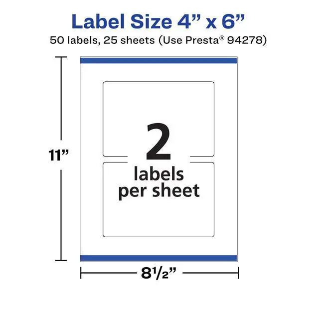 Alt view image 5 of 6 - ® Matte White Rectangle Labels, Sure Feed® Technology, 4" x 6", 50 White Labels, Print-to-The-Edge, Permanent Adhesive, Laser/Inkjet Printable
