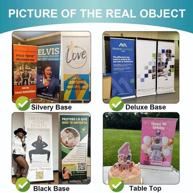 Alt view image 4 of 6 - Custom Retractable Banner with Silver Aluminum Stand,33"X81" Personalized pop up Sign with Black Travel Bag,Roll up Banner Customizable for Business Promotion, Advertising, Family - Made in USA