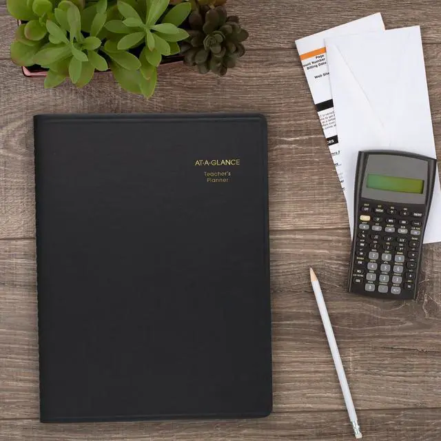 Alt view image 3 of 7 - Teacher Planner, 8-1/4" x 10-7/8", Undated Weekly & Daily Planner, Academic Lesson Plan Book for Family Homeschool Supplies, Agenda with Twin-Wire Binding, Black Leather (8015505)