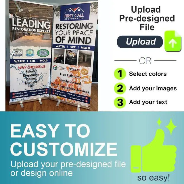 Alt view image 5 of 6 - Custom Retractable Banner with Silver Aluminum Stand,33"X81" Personalized pop up Sign with Black Travel Bag,Roll up Banner Customizable for Business Promotion, Advertising, Family - Made in USA