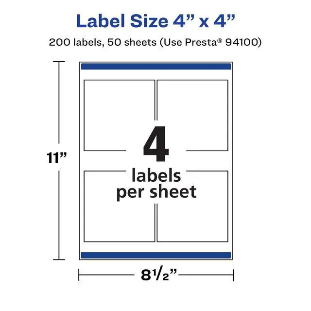 Alt view image 5 of 7 - ® Matte White Square Labels, Sure Feed® Technology, 4" x 4", 200 Matte White Printable Labels