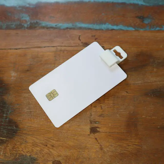Alt view image 3 of 7 - Bulk 100 Pack - White Gripper Card Holder Clamp - Holds Standard Credit Card Size (Max 30 Mil Thick) - Badge Holder for Work I'd, Smart Card, CAC, Chip or Swipe Access Card