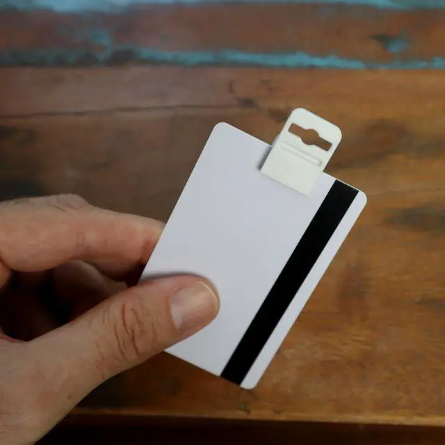 Alt view image 5 of 7 - Bulk 100 Pack - White Gripper Card Holder Clamp - Holds Standard Credit Card Size (Max 30 Mil Thick) - Badge Holder for Work I'd, Smart Card, CAC, Chip or Swipe Access Card