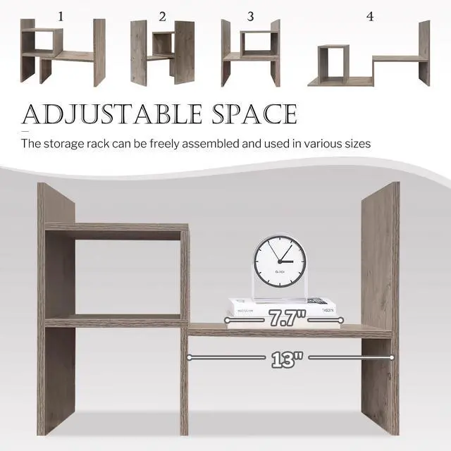 Alt view image 5 of 7 - Office Desk Organizers and Accessories for College Dorm Decor, Supplies Wooden Desk Organizer for Plants, Cubicle Shelf of Makeup Organizer for Cute Room Decor, Grey Oak