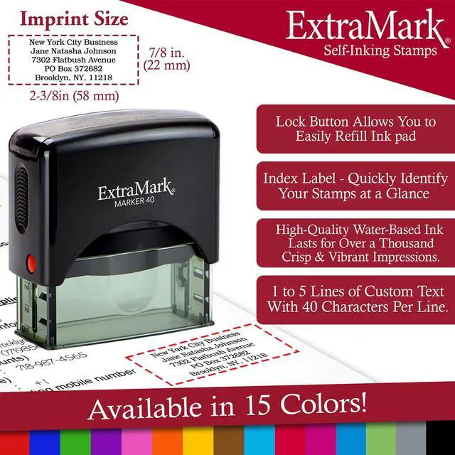 Alt view image 3 of 6 - Return Address Stamp - Custom Self Inking Rubber Stamp - Personalized Stamp - Customizable Text with 15 Colors - Wedding Invitation & Housewarming Rubber Stamp